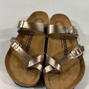 NEW!! Women’s Birkenstock Mayari Birko Flor Sandals - Metallic Brown Size 37